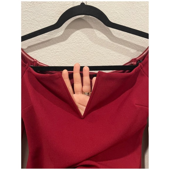 LULUS Over the Swoon Wine Red Off-the-Shoulder Bodycon Dress - Picture 4 of 5